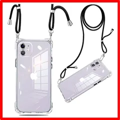【匿名配送】 iPhone11_ブラック iPhone11 ケース クリア ショルダー 耐衝撃 ストラップ付き スマホケース アイフォン11 カバー 透明 薄型