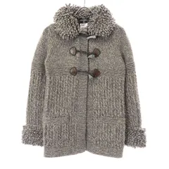 CHANEL(シャネル) ツイード調　ニットダッフルコート　アウター シャネル コート CHANEL レッド ブラック ウール フード