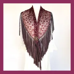 花柄ボルドーレースシージョ(cr-52)／フラメンコ・ダンス・舞台衣装小物・日本製・シルク