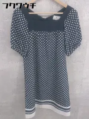 ◇ KUMIKYOKU 組曲 水玉 ドット スクエアネック 五分袖 膝丈 ワンピース サイズ2 ネイビー ホワイト レディース 【中古】 【1002802227066】