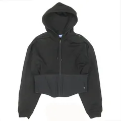 美品 23SS ミュグレー エイチ&エム Mugler × H&M コルセット パーカー フーディー ジップアップ ジャケット ブルゾン アウター 裏毛 ロゴ サイズXL 黒 ブラック メンズ/