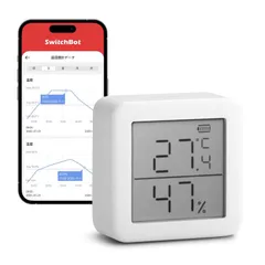 グラフ記録 アラーム付き 熱中症対策 梅雨 Alexa、Google スマホで温度湿度管理 スイス製センサー 高精度 home、HomePod、IFTTT スマート家電 デジタル 温湿度計 に対応(ハブ必要) Alexa認定】SwitchBot with 【W