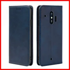 me F-01L / F-42A ケース 手帳型 カバー PUレザー らくらくスマートフォン カード収納 財布型 耐衝撃 ケース マグネット スタンド機能付き 5色 (深い青)
