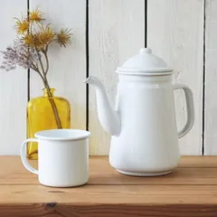 コーヒーポット 直火 ホーロー おしゃれ ケトル ポット 琺瑯 食洗器対応 1300mlのサムネイル