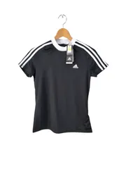 アディダス◆レディース ゴルフウェア 半袖モックネック Tシャツ 3ストライプス ブラック