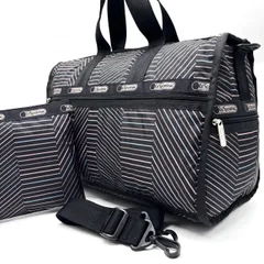 【良品】 Lesportsac レスポートサック ハンドバッグ  トートバッグ ショルダーバッグ ボストンバッグ 2way ナイロン 総柄 ブラック 黒色 ユニセックス 男女兼用 メンズ レディース
