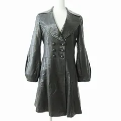 アルマーニ コレツィオーニ ARMANI COLLEZIONI ラムレザーコート チェスター ダブル バルーンスリーブ 羊皮 イタリア製 ブラック 38 Mサイズ相当のサムネイル