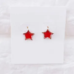 No.429　レジン　大人気　レッド　星　ピアス　イヤリング