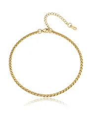 【在庫セール】アンクレット メンズ レディース 付けっぱなし 18金仕上げ サージカルステンレス 金アレ対応 お風呂 温泉 海 夏 ファッション アクセサリー 男女兼用[スピがチェーン 幅3mm]