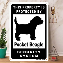 雑貨【Pocket-Beagle/ポケットビーグル】  Dog ドッグ  犬    メタルポスタ―　Security  セキュリティー 警告  ヤードサイン メタルプレート  ブリキ看板  -168