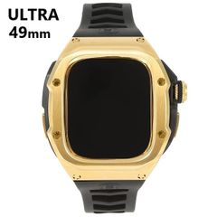 アップルウォッチ ULTRA２ ULTRA 49mm ウルトラ 高級ケースカバー ステンレス製 ゴールド ラバーバンド