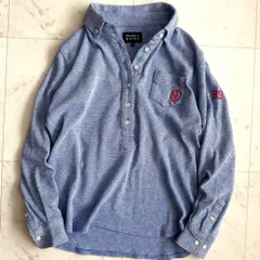 美品 パーリーゲイツ 長袖ポロシャツ ブルー レディス0 刺繍入り ゴルフウェア