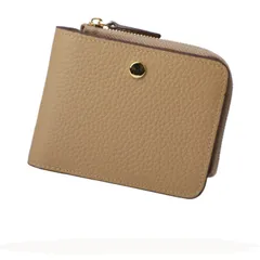 【数量限定】薄い スキミング防止 薄型 RFID 小さい財布 小銭入れ付き コンパクト財布 人気 二つ折り財布 本革 ミニ財布 レディース (グレージュ) 財布 FONE] [MR