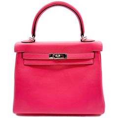 エルメス(HERMES) ケリー25 内縫い ローズアザレ スイフト シルバー金具 C刻印(2018年製造) 中古 レディース ハンドバッグ ショルダーバッグ