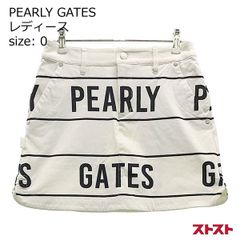 パーリーゲイツPEARLYGATESランダムロゴプリーツスカート美品S0グレー