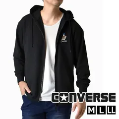 CONVERSE フルジップパーカー《49ブラック》新品 未使用 コンバース メンズ 刺繍 ワイド ビッグシルエット 裾ドロスト 裏毛 ストリート【A7R】【ゆうパケット】ファッション メンズ M L LL 秋