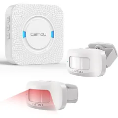 CallToU ワイヤレスチャイム 人感センサー 玄関用 店舗用 150M受信 低電池アラート機能 配線工事不要 5段階音量調節 38種類呼び出し音 人感センサーチャイム 店舗/玄関/介護施設対応 防犯センサー 赤外線センサー搭載 受信機1個 送信センサ2