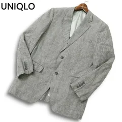 UNIQLO ユニクロ 春夏 麻 フレンチ プレミアム リネン100％★ 千鳥柄 テーラード ジャケット Sz.L メンズ