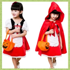 【数量限定】赤ずきん 子供 コスプレ衣装 仮装 女の子 赤ずきんちゃん ハロウィン ハロウィーン キッズコスチューム [Neky] 5点セット
