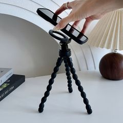 1個 ブラック プラスチック フレキシブル マグネット スマホ三脚 タコ型 ライブ配信 デスクトップ 多機能 アウトドア セルフィースティック 屋外撮影用 スマホ安定化対応
