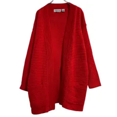Silvercord アクリル ニット セーター カーディガン レディース M レッド ロング 羽織 ボタンレス 古着卸 アメリカ仕入 a612-7235