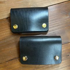 【トラッカーウォレットショート  】金具2色 ブラック レザー 財布 ハンドメイド