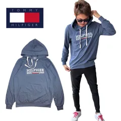 トミーヒルフィガー Tommy Hilfiger トップス パーカー フーディー 薄手 長袖 09T4505 ヴィンテージブルー メンズ レディース プリント プリントロゴ 速乾 TOMMY HILFIGER 新品 正規品 未使用品
