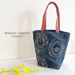 トートバッグ　着物生地　藍染め