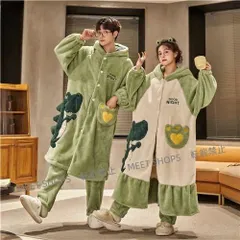 【新品未使用】ペアパジャマ 冬 もこもこ カップル ペア ルームウェア セット 前開き 長袖 ペアパジャマ モコモコ メンズ ペアパジャマ カップル 秋冬 結婚祝い プレゼント ペ ddhc66