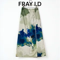 美品 FRAY I.D フレイアイディー プリントストレートスカート 総柄 水彩 ペイント ホワイト