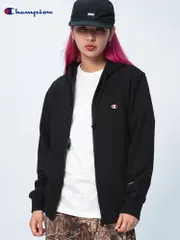 Champion チャンピオン パーカー 裏毛 胸ロゴ ポケット付き フルジップパーカー メンズ 男性 トップス ジップパーカー フード ブラック