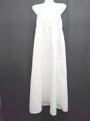 ◇ ⊂ NICE CLAUP ナイスクラップ エンボス ロング キャミ　ワンピース サイズF アイボリー レディース P  【1409250019210】