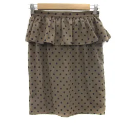 ローズバッド ROSE BUD ペプラムスカート タイトスカート ひざ丈 ドット柄 1 茶 ブラウン 黒 ブラック /YS6