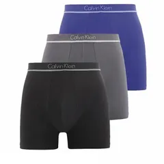 [カルバンクライン] 3 BOXER BRIEFS 正規品 ﾎﾞｸｻｰﾌﾞﾘｰﾌ ﾊﾟﾝﾂ 3枚 ｾｯﾄ (L) ブラック グレー ブルー L(ウエスト91-97cm)