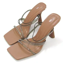 ザラ サンダル クリア ラインストーン ハイヒール 靴 レディース 37サイズ ベージュ/シルバー ZARA 【中古】