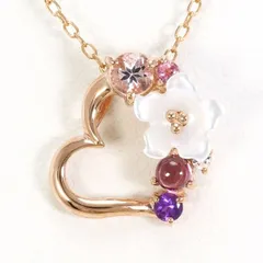 K10PG　ネックレス　necklace　シェル　アメジスト　ガーネット　ピンクトルマリン　ローズクォーツ　総重量約1.3g　約40cm