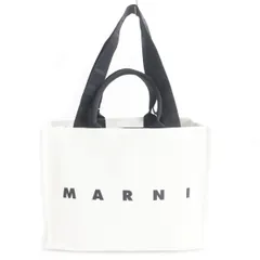 未使用品□MARNI/マルニ SHMQ0053U2 ロゴプリント入り 2WAY キャンバス BEYトートバッグ/ショルダーバッグ ホワイト×ブラック 保存袋付きのサムネイル
