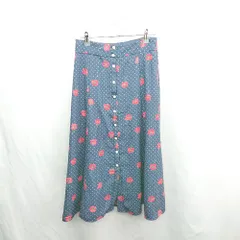◇ ⊂ Φ IENA イエナ 総柄 ロング丈 フレア スカート サイズ36 ネイビー レッド レディース E  【1501230027830】