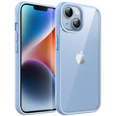 JEDirect iPhone 14 6.1インチ用 ケース 耐衝撃スマホバンパーカバー ソリッドカラー マットTPUフレーム 傷つけ防止 クリアバック (ライトブルー) 1