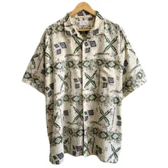KING SIZE 総柄 柄シャツ デザインシャツ 半袖シャツ オープンカラー 開襟シャツ アイボリー×多色 No.G693
