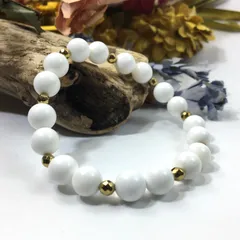 パワーストーン ブレスレット ホワイトオニキス 天然石ブレス （ゴールドヘマタイト）レディース 女性  数珠ブレス 開運 プレゼント ギフト  [9]