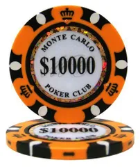 【ノーブランド品】モンテカルロ 13.5g ポーカーチップ 25枚セット オレンジ $10,000