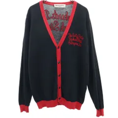 ワコマリア 日本製 長袖 Vネック ニットカーディガン M ブラック WACKO MARIA メンズ