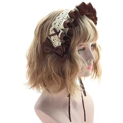 morytrade カチューシャ ヘッドドレス フリル メイド コスプレ (茶)