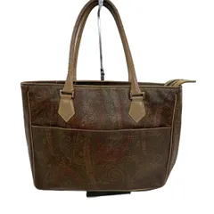 ETRO(エトロ) ハンドバッグ - ダークブラウン×レッド×マルチ ペイズリー柄 レザー