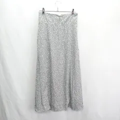 ◇ Θ Φ mysty woman ミスティウーマン 総柄 ロング フレア スカート サイズF グレー系 レディース E  【1410100065813】