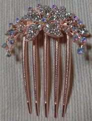 新品未使用☆ピンクゴールド✕クリアカラー☆シャンパンカラー☆目立つオシャレ☆夜会巻き☆ヘアコームかんざし☆