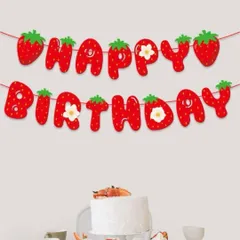 誕生日　飾り　パーティー　バルーン　ガーランド　バースデー　誕生日会　苺　女の子