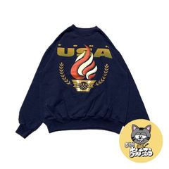 90s 古着 ヘインズ スウェット オリンピック アメリカ ネイビー L