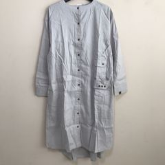 DENIMUS　デニマス　ダブルポケットボートネックワンピース　ライトグレー　M
